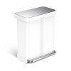 simplehuman LINER POCKET RECYCLER Kosz Pedałowy na Śmieci 58 l Dwukomorowy / Biały